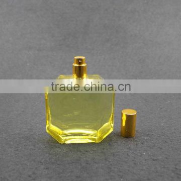 stock 100ml transparent yellow glass spray perfume bottle