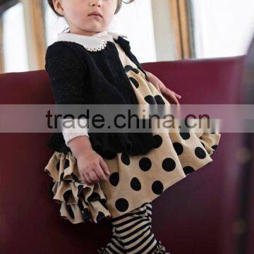 2015 cute baby dress black polk dot set wholesale girls cardigan top clothing adorable baby girl clothing