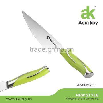 Green Stainless Steel Kitchen Knife Set in Wood Block photo-2
