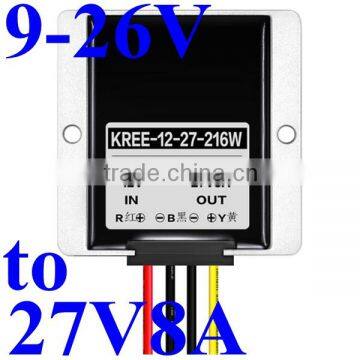 DC/DC 12V 24V(9-26V) Step Up to 27V 5a 8A 216W Waterproof Power Voltage Converter Regulator