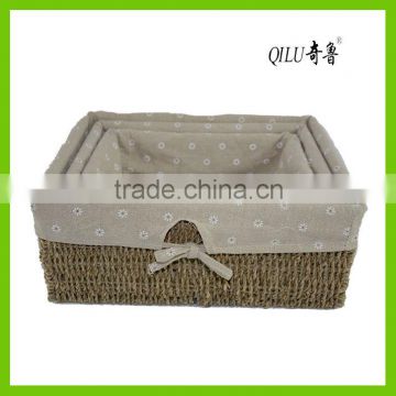 Natural seagrass on wire frame storage basket