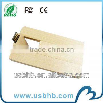 Gift wood credit card usb flash drive with 16GB capacity