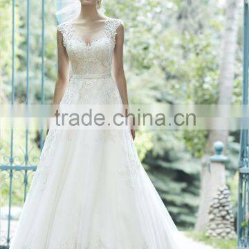 (MY2602) A-line Sleeveless Beaded Lace Turkish Wedding Dresses 2015