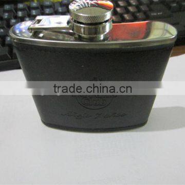 2014 Hot ! ! ! Hip Flask With Black Leather Covered