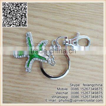 Promotion Best Gifts Key Ring Crystal Green Star Key Chain