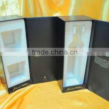 2015 new made customized strong and durable paper wine box ,with velvet plastic tray insert .