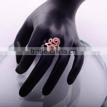 New Design Sale Top Rose Gold Plated Flower Crystal Rings for Women//