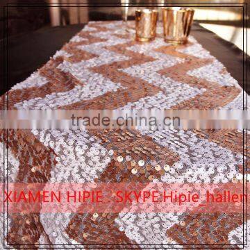 Banquet Polyester Champagne Sequins Table Runner Table Cloth photo-3