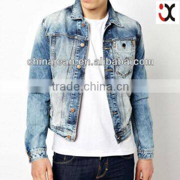 men new arrival stylish denim jacket light wash denim jacket JXJ25033