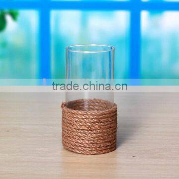 Glass Candle Hoder With Rope Decoration Set of 5