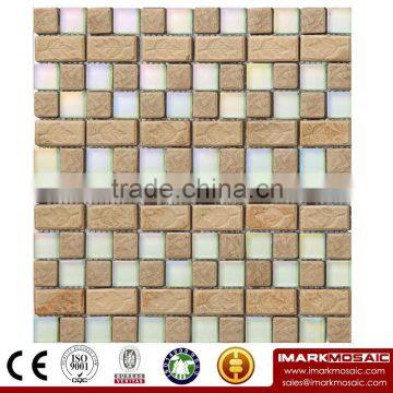 IXGC8-004 Electroplated Color Glass Mix Ceramic Mosaic Tiles for wall mosaic art decoration From Imark