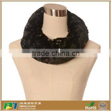 Black Warm Faux Rabbit Fur Neck Sequin Scarf