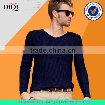 solid color V neck cotton men sweater