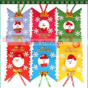 Christmas Tree Decoration Ornaments In Red Felt For Holidays And Thanksgiving - Set of 6 (10x10cm) Snowflakes Reindeer Sack Tree