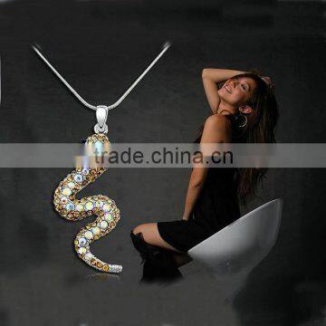 Sexy Neck Accessory Jewelry Crystal Snake Pendant Dangle Necklaces For Women photo-2