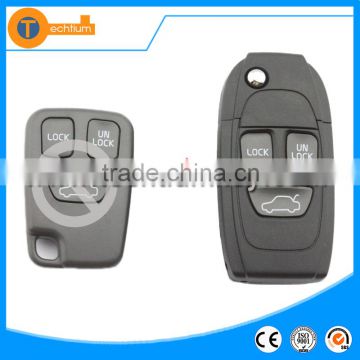 3 button wholesale flip remote key blank with abs material uncut blade for volvo xc90 s60 s40 v50