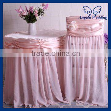 CL036A New ruffled light pink blush pink fancy wedding cake table cloths