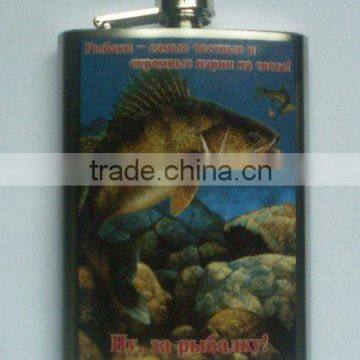 8oz water-tranfer printing hip flask stainless steel