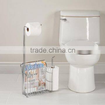 Chrome Steel Paper Towel Holder With Magazine Rack photo-2