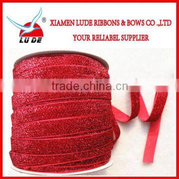 2015High Quality Fashion Metallic White Glitter Elastic Ribbon/elastic White Glitter Metallic Velvet Ribbon Wholesale photo-4