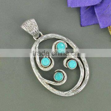 falak gems Sleeping Beauty Arizona Turquoise Gemstone Pendant, Silver Jewelry