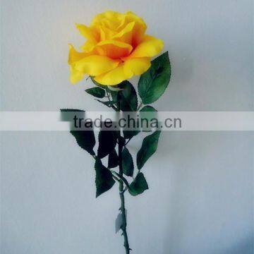 single stem silk roses silk yellow rose artificial flower making