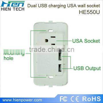 America Type USB Wall Socket 1 Gang 2 USB Ports photo-4