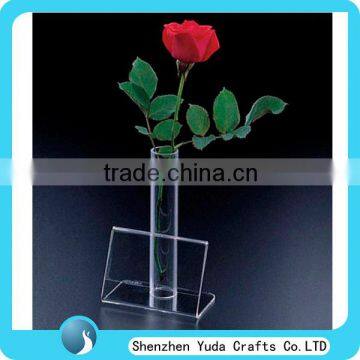 Acrylic Flower Vase Tube With L Style Sign Holder Clear Handmade Gift Vase