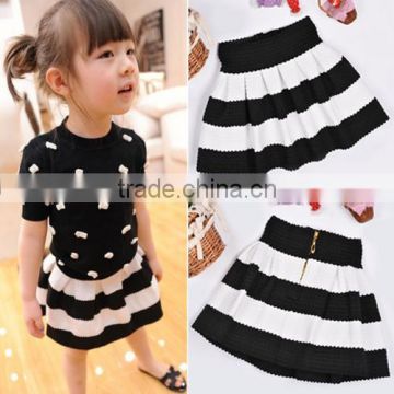 Fashion Children Girls Stripe High Waist A-Line Pleated Mini Skirt