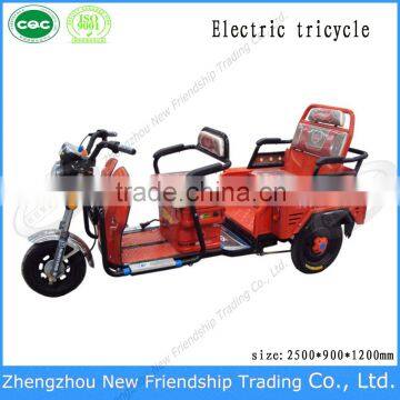 Family using street legal foldable 3 wheel e-tricycle