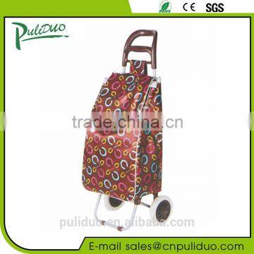 Bend Handle Satin Fabric Folding Shopping Trolley Bag With 2 Wheels