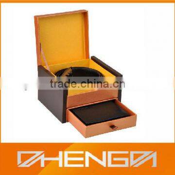 Hot!!! 2014 China Factory Manufacturer Multilayers Drawer Design Paper Covering Box For Leather Belt Wallet Product(ZDC14-032)