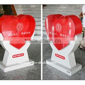 red heart shaped charity collection money boxes free stand