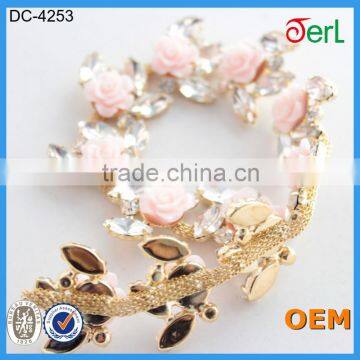 Newest Pink Roses Decorative Rhinestone Chain Trim photo-4