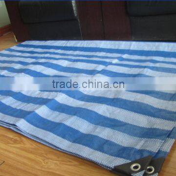 Striped tarpaulin, blue color/white color , with 3%uv