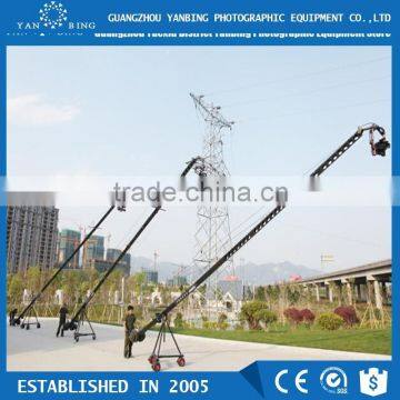 Professional jimmy jib video camera crane with 12m triangle and motorized head