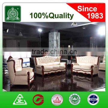 A20 livingroom furniture classical italian leather sofa with wood trim