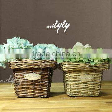 2014 hot sale colored home design wicker baskets for plants