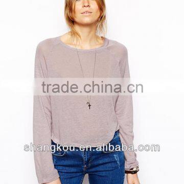 Ladies trendy raglan sleeves slouch shape tops