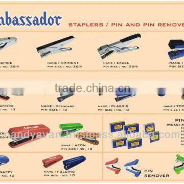 Stationery stapler and stapler pins