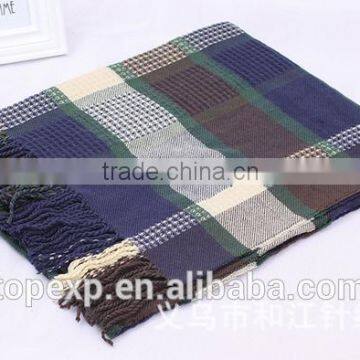 Unisex Knitted Check Tassels Acrylic Scarf photo-5