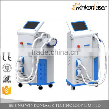 Factory supplier CE / FDA certificated 2handpieces permanent depilation ipl shr laser with cricket match video