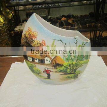 Handmade Flower Ceramic Vase from traditional village Viet Nam