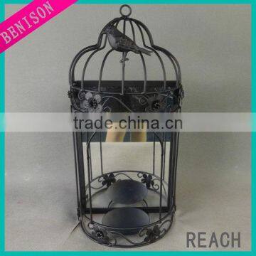 black matt decorative metal birdcage pillar candle holder