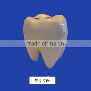 Unique White Tooth Shaped Ceramic Toothbrush Container