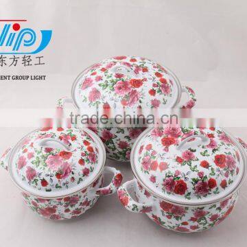 3 PCS ENAMEL CASSEROLE FULL OF FLOWER photo-4