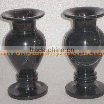 NATURAL JET BLACK MARBLE FLOWER VASES photo-2