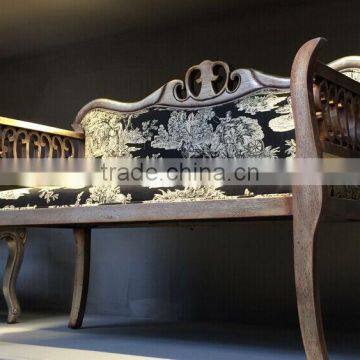 BISINI Wood Carved Double Seater Chair, Elegant Designed Arm Chair, Solid Wood Living Room Sofa Chair (BF01-X1191) photo-4