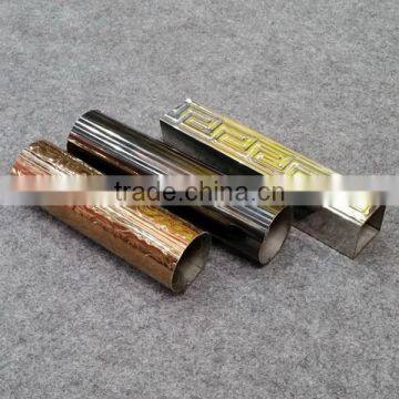 Foshan 304 Embossed Golden Color Stainless Steel Pipe and Tube for Decoration