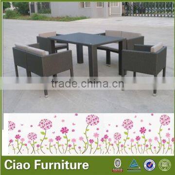 2014 New Style PE Rattan high end garden dining table with chairs